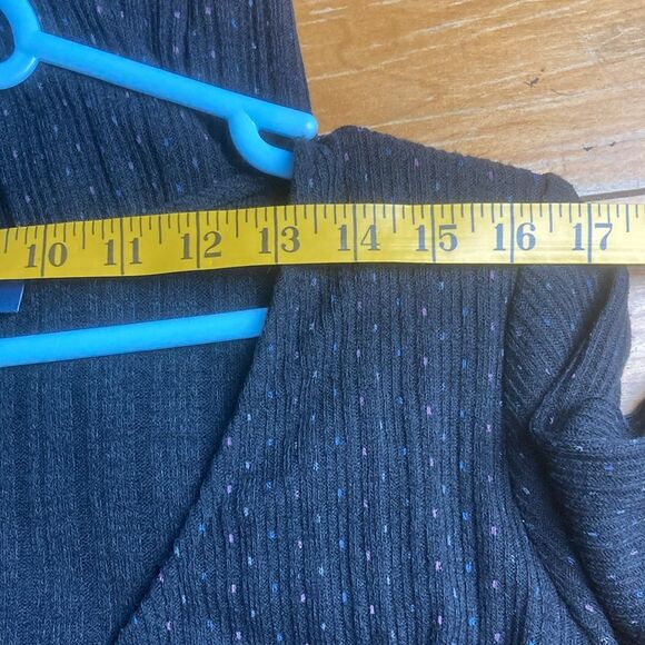 Modcloth Black Long Sleeve Polka Dot Knit Sweater Knee Length V-neck Dress Sz L - Picture 10 of 11